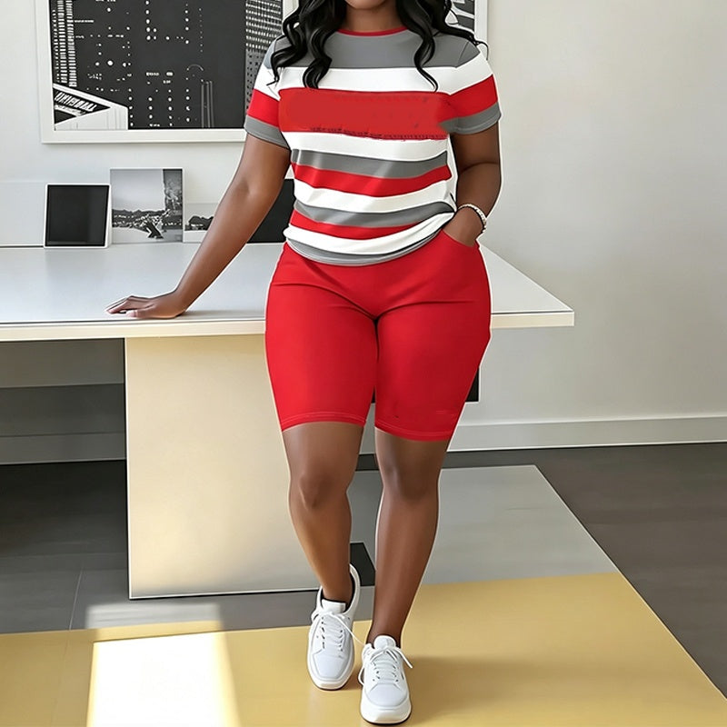 Women's Striped Casual Lounge 2-Piece Set