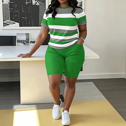 Women's Striped Casual Lounge 2-Piece Set