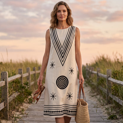 Women's Digital Print Sleeveless Maxi Dress