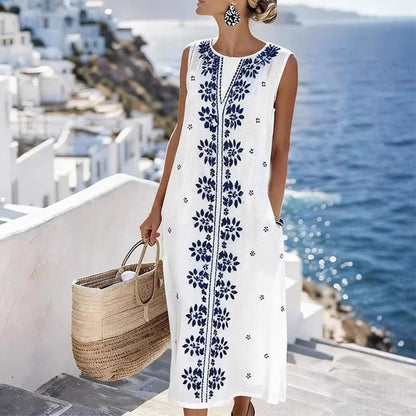 Women's Digital Print Sleeveless Maxi Dress