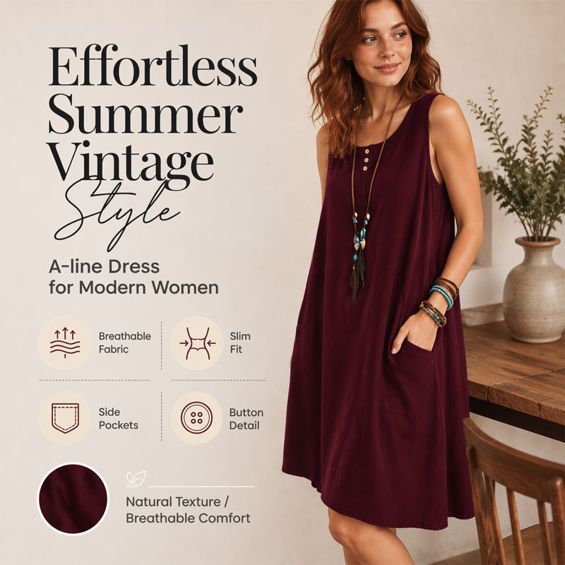 🌿Cotton And Linen Sleeveless Loose Dress with Pockets