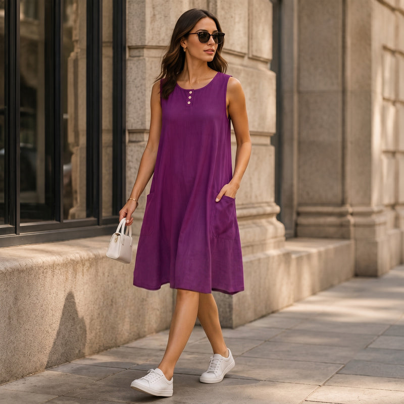 🌿Cotton And Linen Sleeveless Loose Dress with Pockets