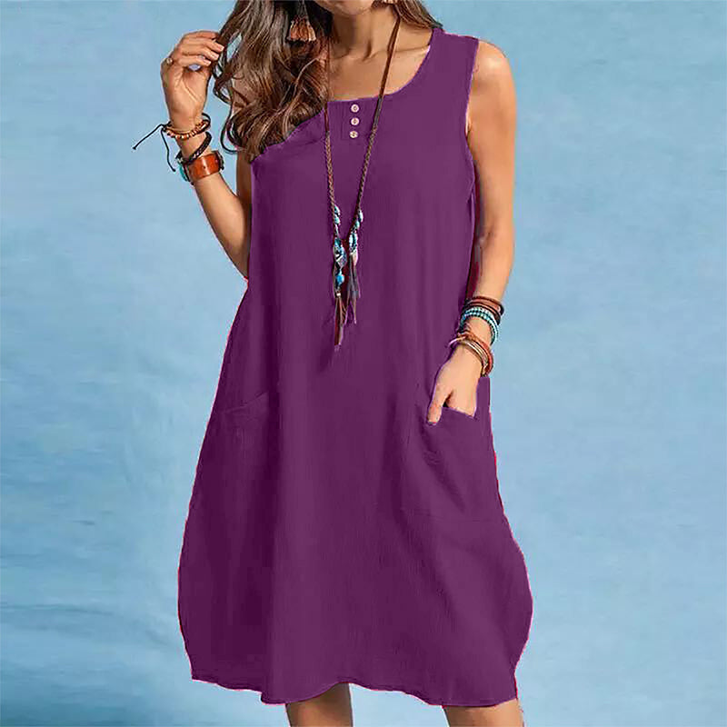 🌿Cotton And Linen Sleeveless Loose Dress with Pockets