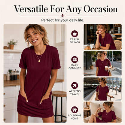 Women's Summer Loose T-Shirt Dress with Pockets