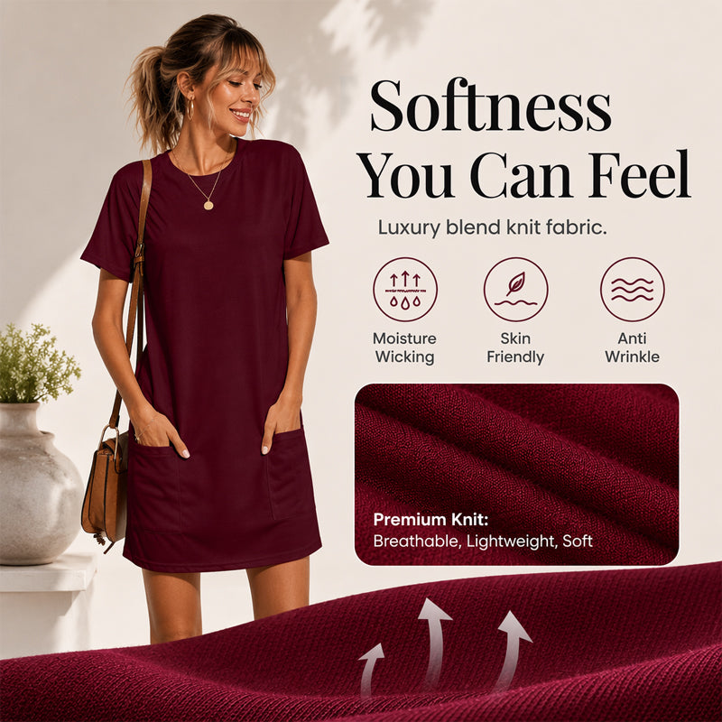 Women's Summer Loose T-Shirt Dress with Pockets