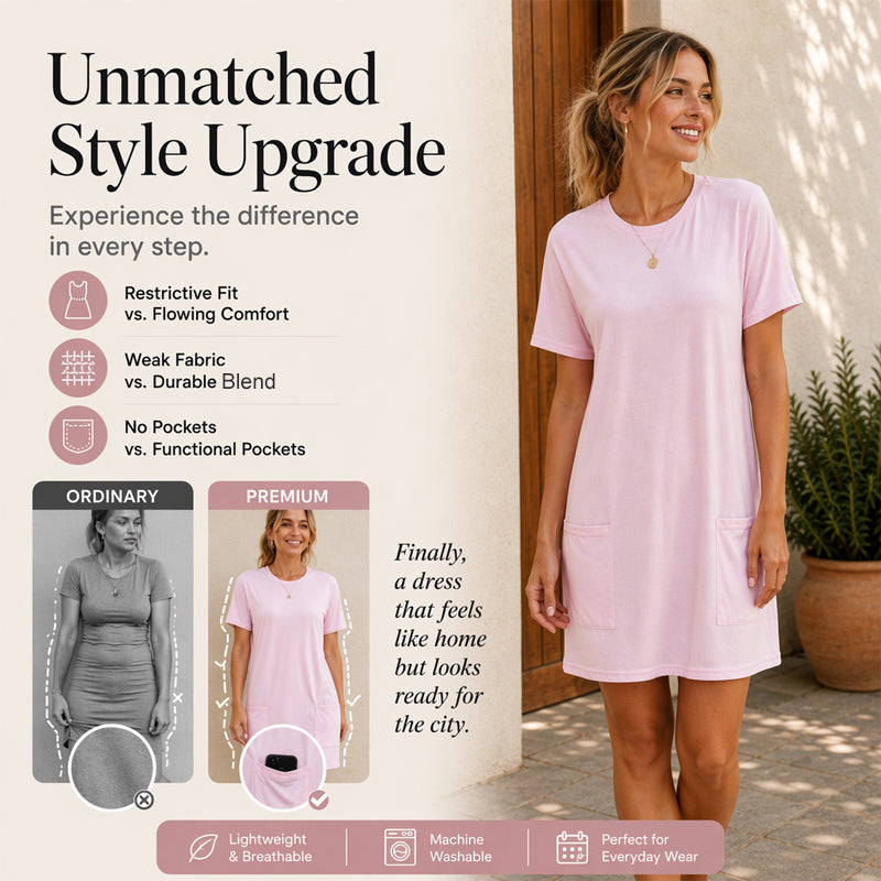 Women's Summer Loose T-Shirt Dress with Pockets