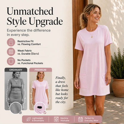 Women's Summer Loose T-Shirt Dress with Pockets
