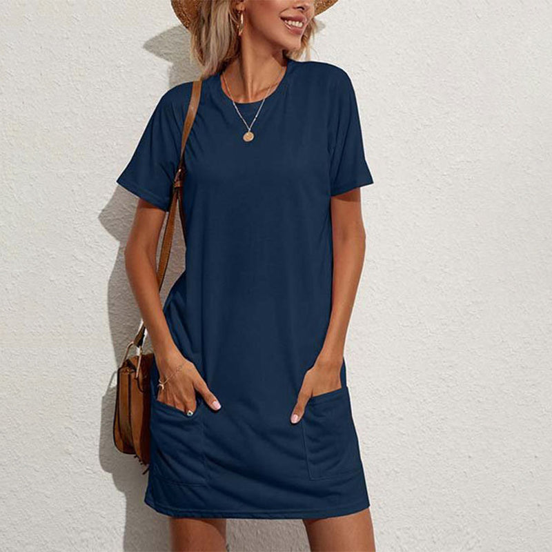 Women's Summer Loose T-Shirt Dress with Pockets