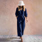Women's V-Neck Tie-Front Top & Wide-Leg Pants Set
