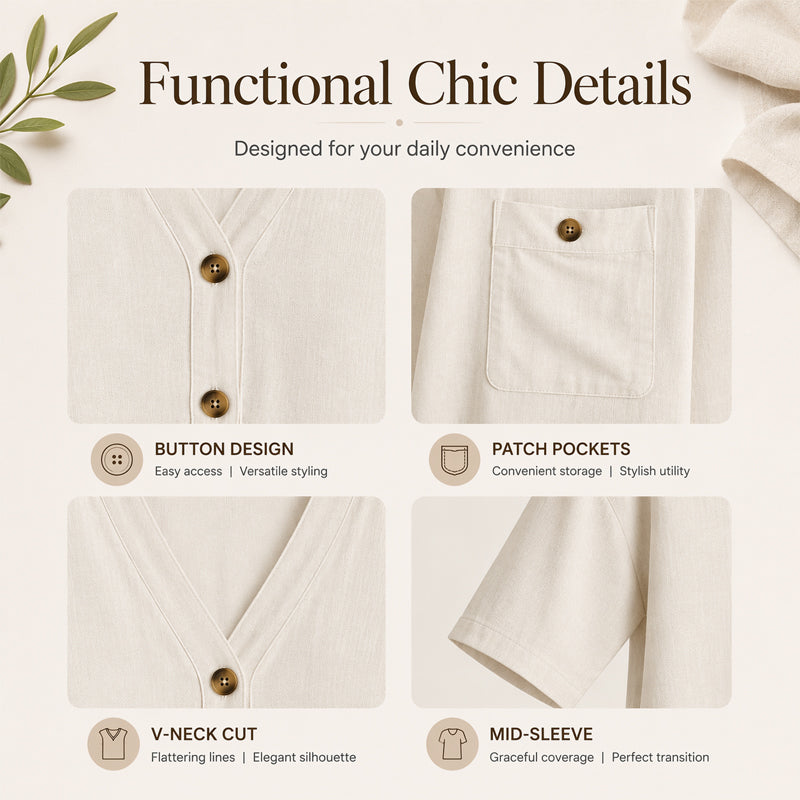 🌿Cotton And Linen Casual Button-Down Dress with Pockets