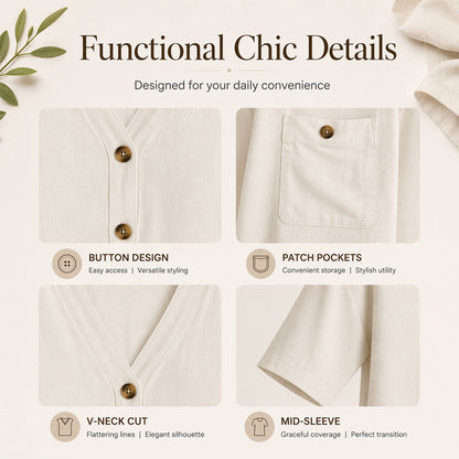 🌿Cotton And Linen Casual Button-Down Dress with Pockets