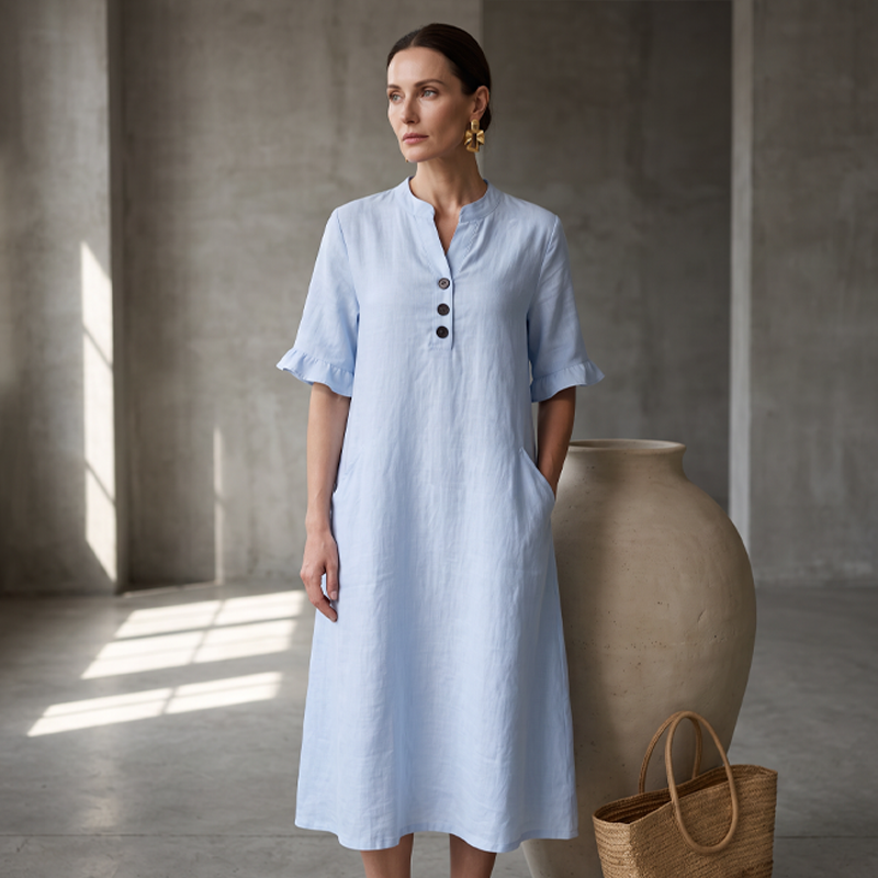 Limited-Time⌛🌿 Lightweight Casual Button Dress – Perfect for Beach Strolls & Brunch Dates