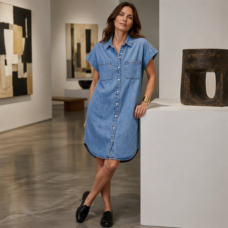 ⌛Limited-Time Offer-Women's Relaxed Denim Shirt Dress