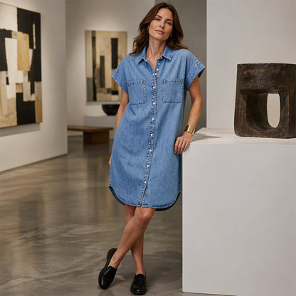 ⌛Limited-Time Offer-Women's Relaxed Denim Shirt Dress
