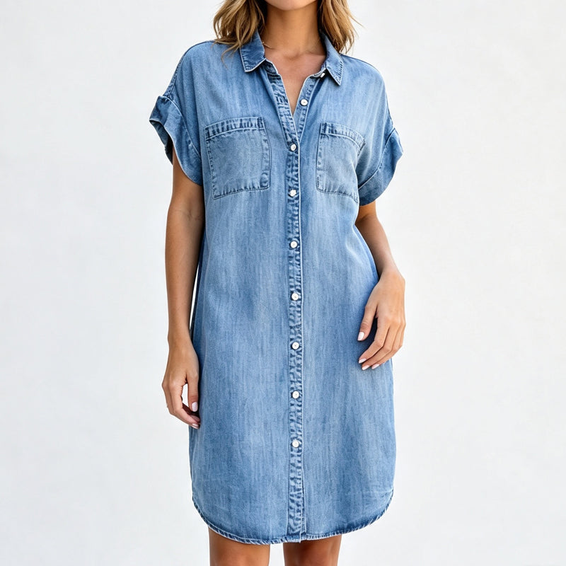 ⌛Limited-Time Offer-Women's Relaxed Denim Shirt Dress