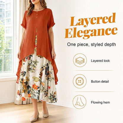 ⏳Limited-time 50% off⏰Women's Layered Look Floral Print Casual Dress💐👗