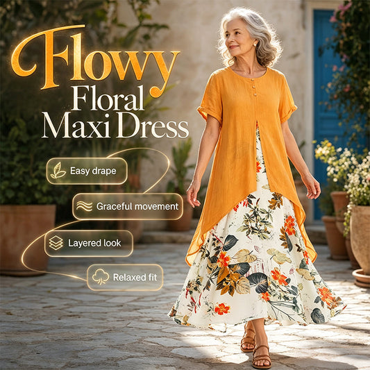 ⏳Limited-time 50% off⏰Women's Layered Look Floral Print Casual Dress💐👗