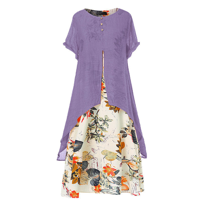 ⏳Limited-time 50% off⏰Women's Layered Look Floral Print Casual Dress💐👗