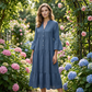 Trending Now⭐👗 Tiered A-Line Dress with Flounce Sleeves & Button Front – Breezy Boho Style for Any Occasion