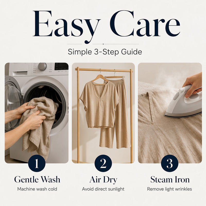 Women Casual Cotton Linen Loungewear Set