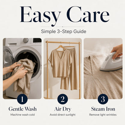 Women Casual Cotton Linen Loungewear Set