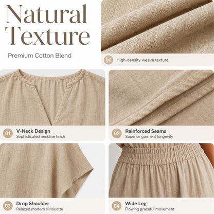 Women Casual Cotton Linen Loungewear Set
