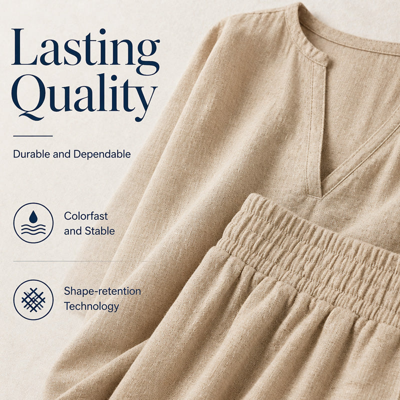 Women Casual Cotton Linen Loungewear Set
