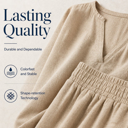 Women Casual Cotton Linen Loungewear Set