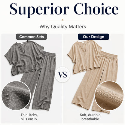 Women Casual Cotton Linen Loungewear Set