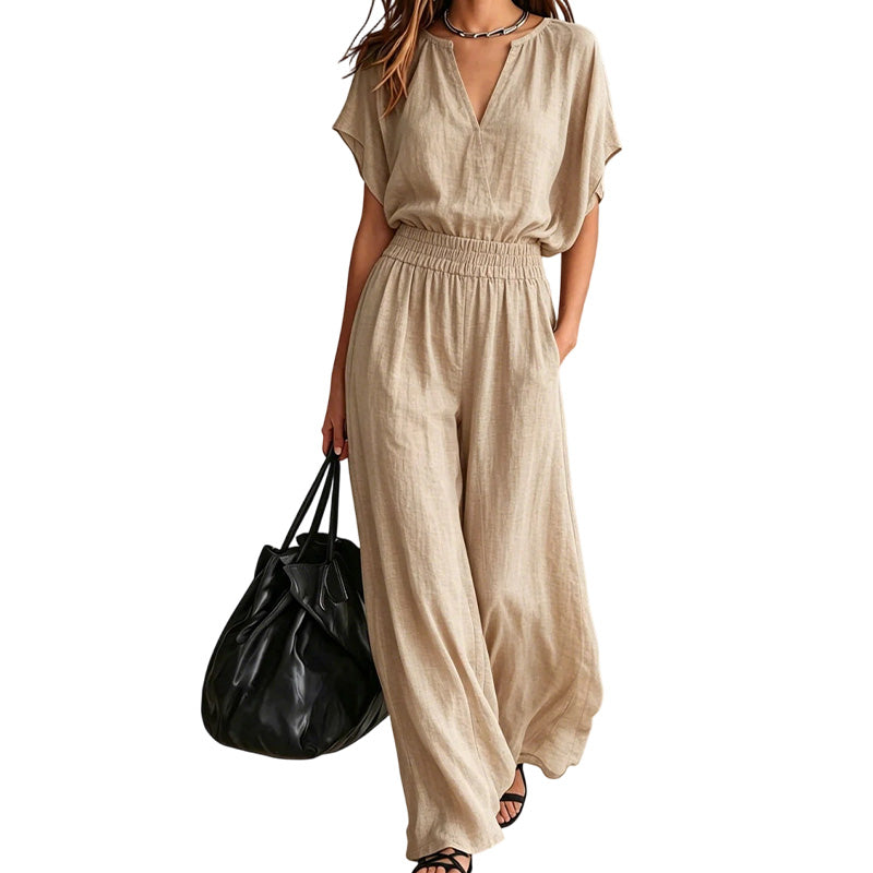 Women Casual Cotton Linen Loungewear Set
