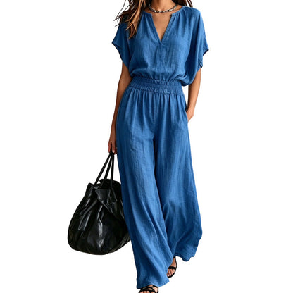 Women Casual Cotton Linen Loungewear Set