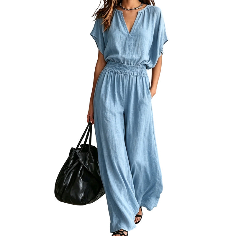 Women Casual Cotton Linen Loungewear Set