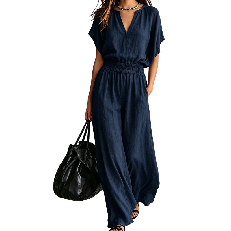 Women Casual Cotton Linen Loungewear Set