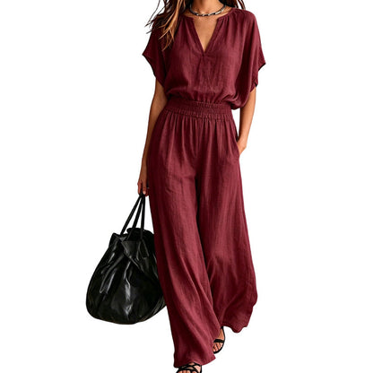 Women Casual Cotton Linen Loungewear Set
