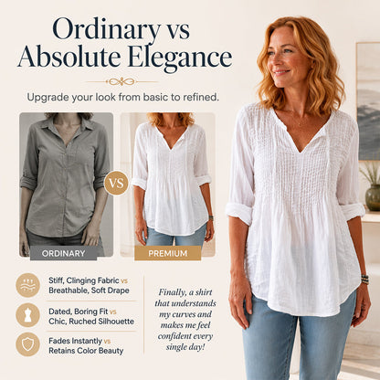 Women's Casual V-Neck Tie Pleated Top