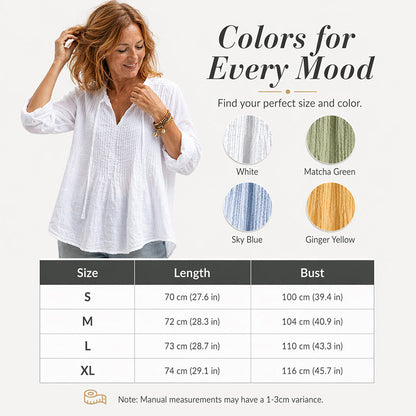 Women's Casual V-Neck Tie Pleated Top