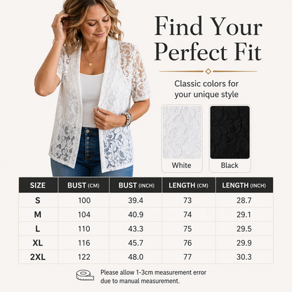 Women's Short Sleeve Lace Open Front Cardigan