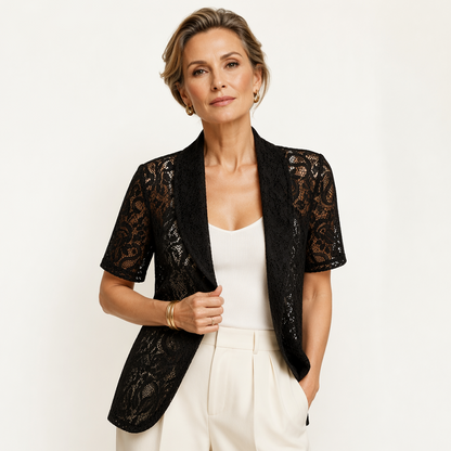 Women's Short Sleeve Lace Open Front Cardigan