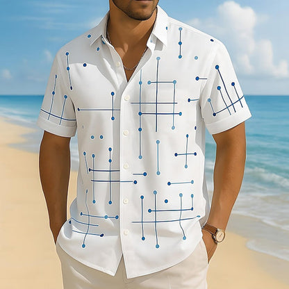 👔LIMITED-TIME 50% OFF!  📐Men’s Geometric Print Relaxed‑Fit Button‑Down Shirt