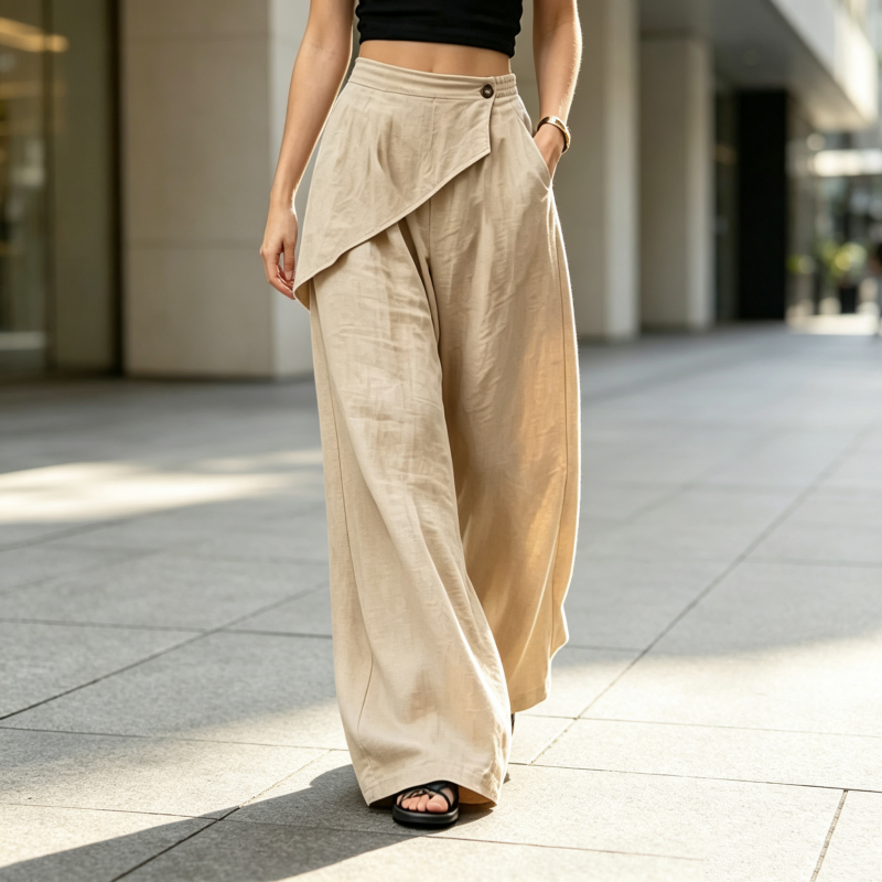 Women's Irregular Wrap Wide-Leg Pants