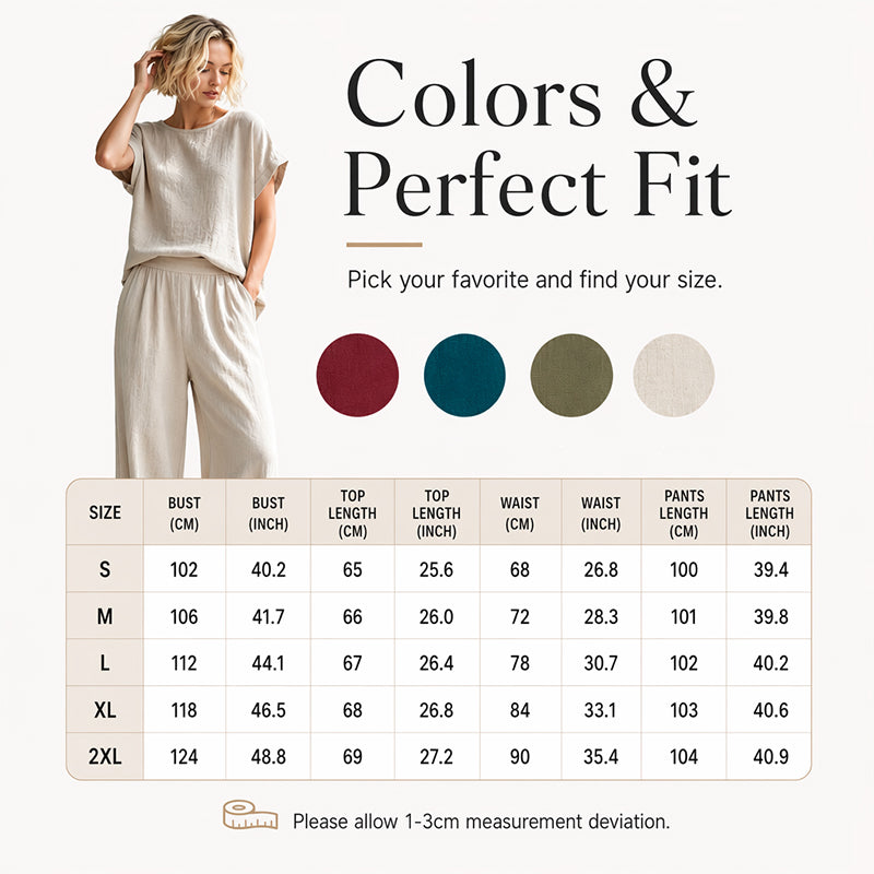 Women's Short Sleeve Top & Wide-Leg Pants Set