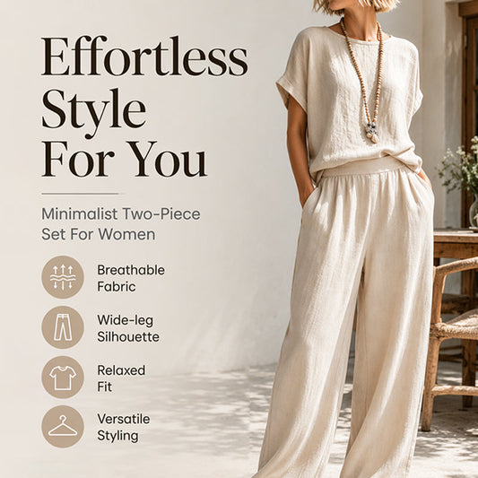 Women's Short Sleeve Top & Wide-Leg Pants Set