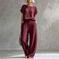 Women's Short Sleeve Top & Wide-Leg Pants Set