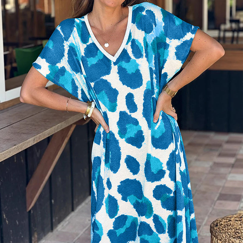 Women's Casual V-Neck Leopard Print Dress