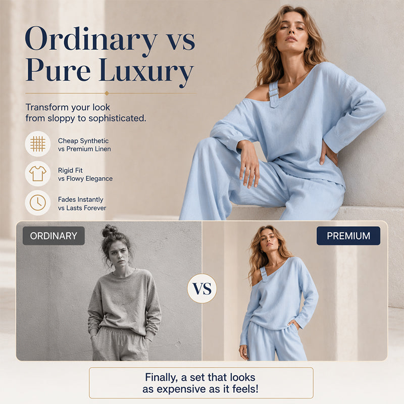 ✨New Arrivals & Special Offers-Women's Elegant One-Shoulder Top & Wide-Leg Pants Set