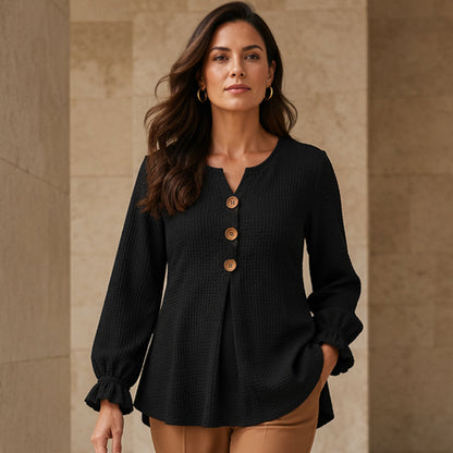 ⌛New Arrivals & Special Offers-Women's Waffle Knit Long Sleeve Top