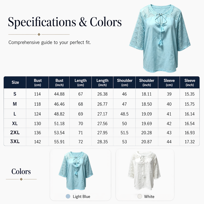 👚 Women's V-Neck Hollow Out Sleeve Top — Lightweight Lace Trim Blouse with Flattering V-Neckline