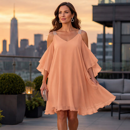 ⏳Limited-time 50% off⏰Women's Summer Cold Shoulder Chiffon Dress💎👗
