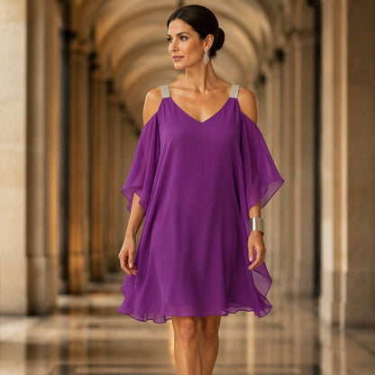 ⏳Limited-time 50% off⏰Women's Summer Cold Shoulder Chiffon Dress💎👗