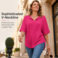 🌸👚 LIMITED-TIME 51% OFF! Women’s Textured Split V-Neck Tunic Top – Breezy Batwing Sleeves, Relaxed Fit & All-Day Comfort ✨